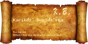 Karikó Boglárka névjegykártya