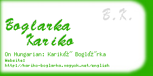 boglarka kariko business card